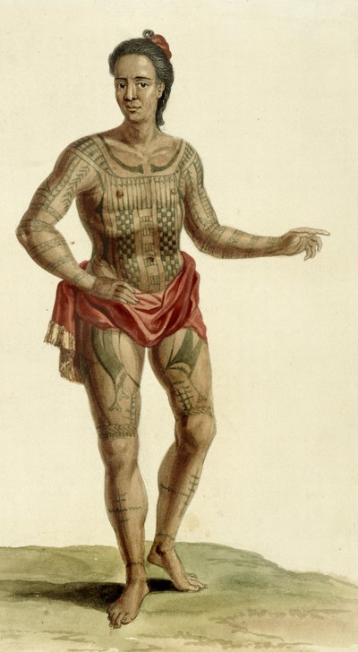 محارب وشم هاواي ، 1824 بواسطة مدرسة اللغة الإنجليزية