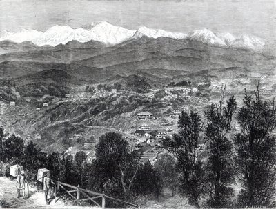 زراعة الشاي في الهند البريطانية - منظر دارجيلنغ من الجنوب ، 1876 بواسطة مدرسة اللغة الإنجليزية