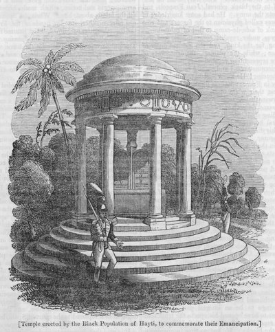المعبد الذي أقامه السكان السود في حيتي ، لإحياء ذكرى تحريرهم (نقش) بواسطة مدرسة اللغة الإنجليزية