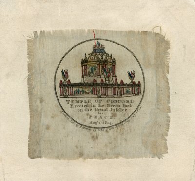 معبد كونكورد للاحتفال بسلام عام 1814 (مطبوعة على الحرير) بواسطة مدرسة اللغة الإنجليزية