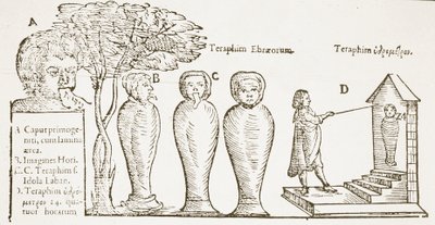Teraphim ، نسخة من رسم توضيحي من القرن السابع عشر ، تم استخدامه في تاريخ السحر ، تم نشره في أواخر القرن التاسع عشر بواسطة مدرسة اللغة الإنجليزية