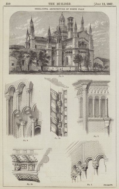 العمارة Terra-Cotta لشمال إيطاليا (نقش) بواسطة مدرسة اللغة الإنجليزية