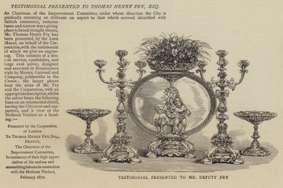 Testimonial presented to Mr Deputy Fry (engraving) بواسطة مدرسة اللغة الإنجليزية