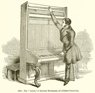 العمل ، أو الآلية الداخلية ، لمجلس الوزراء Pianoforte بواسطة مدرسة اللغة الإنجليزية