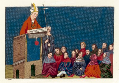 The Archbishop Of Canterbury preaching to the people (coloured engraving) بواسطة مدرسة اللغة الإنجليزية