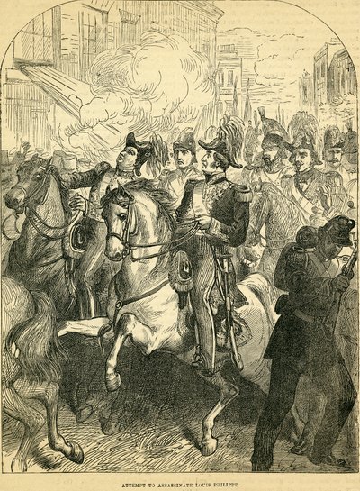 محاولة اغتيال الملك لويس فيليب ملك فرنسا ، صورة مأخوذة من Cassells Illustrated History of England، 18571858 بواسطة مدرسة اللغة الإنجليزية