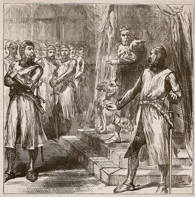 ثورة البارون ضد الملك ، رسم توضيحي من Cassells Illustrated History of England (sepia photo) بواسطة مدرسة اللغة الإنجليزية