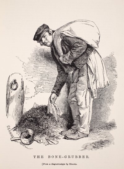 The Bone-Grubber ، بعد نموذج daguerreotype بقلم ريتشارد بيرد ، توضيح من London Labour و London Poor بقلم Henry Mayhew ، حانة. 1862 بواسطة مدرسة اللغة الإنجليزية