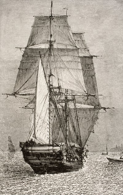العميد HMS Beagle ، من "Journal of Researches" بقلم تشارلز داروين (1809-92) نشره نيلسون وأولاده ، 1890 بواسطة مدرسة اللغة الإنجليزية