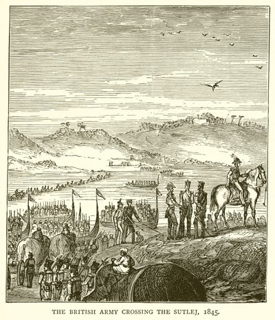 الجيش البريطاني يعبر Sutlej ، 1845 بواسطة مدرسة اللغة الإنجليزية