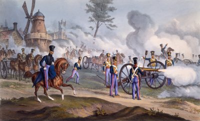 مدفعية الحصان الملكي البريطاني - مدافع في ساحة المعركة ، 1835 بواسطة English School