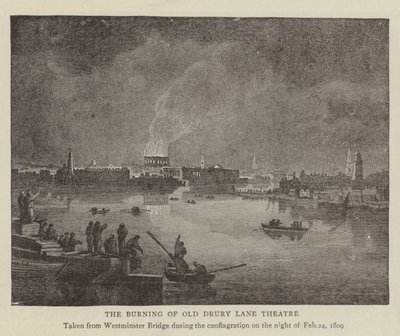 The Burning of Old Drury Lane Theatre (engraving) بواسطة مدرسة اللغة الإنجليزية