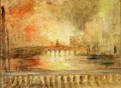 حرق مجلسي البرلمان ، المنسوب سابقًا إلى JMW Turner (1775-1851) بواسطة مدرسة اللغة الإنجليزية