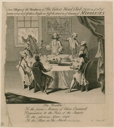 ال نادي العجول ، الذي عقد في 30 يناير 1734 في النسر الذهبي في شارع سوفولك بواسطة مدرسة اللغة الإنجليزية