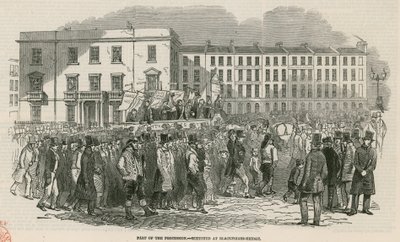 اجتماع الرسوم البيانية على كينينجتون كومون في عام 1848 ، جزء من الموكبة - تم رسمه في جسر بلاكفرايرز بواسطة مدرسة اللغة الإنجليزية