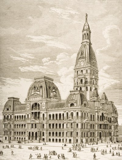 مجلس المدينة ، شيكاغو ، c.1870 ، من "الصور الأمريكية" التي نشرتها جمعية المسالك الدينية ، 1876 بواسطة مدرسة اللغة الإنجليزية