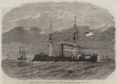 The Confederate Steam-Ram Stonewall مغادرة ميناء لشبونة (نقش) بواسطة مدرسة اللغة الإنجليزية