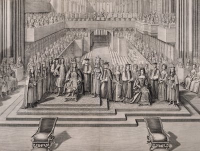 تتويج الملك جيمس الثاني (1633-1701) وزوجته الثانية ماري مودينا (1658-1718) 1685 بواسطة مدرسة اللغة الإنجليزية