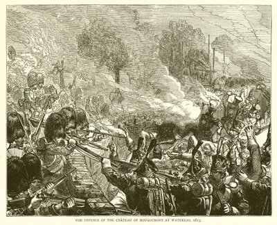 الدفاع عن قصر Hougoumont في واترلو ، 1815 بواسطة مدرسة اللغة الإنجليزية