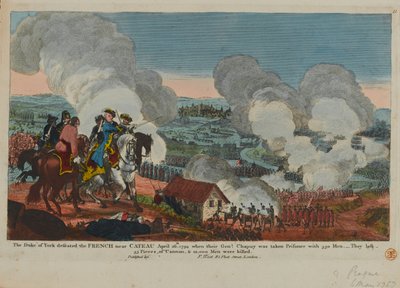 دوق يورك (1763-1827) هزم الفرنسيين بالقرب من كاتو ، 26 أبريل 1794 ، من مجموعة مشاهد حرب سبع سنوات نشرها F. West ، 1834 بواسطة مدرسة اللغة الإنجليزية