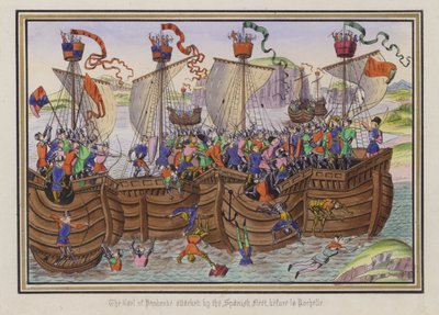 The Earl Of Pembroke attacked by the Spanish fleet, before La Rochelle (coloured engraving) بواسطة مدرسة اللغة الإنجليزية