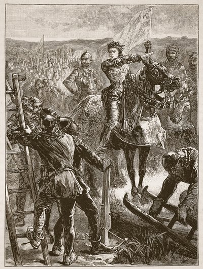 اللغة الإنجليزية قبل Harfleur ، توضيح من Cassells Illustrated History of England (sepia photo) بواسطة مدرسة اللغة الإنجليزية