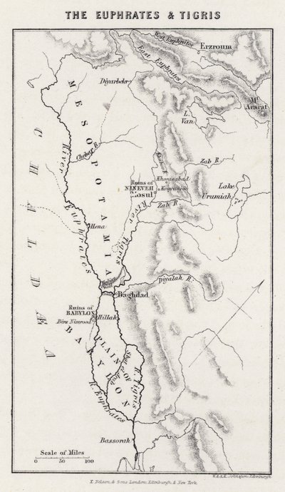 The Euphrates and Tigris (coloured engraving) بواسطة مدرسة اللغة الإنجليزية