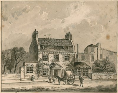 The Farthing Pie House ، لندن ، الرسم الأصلي بتاريخ 1820 (مرحاض على ورق) بواسطة مدرسة اللغة الإنجليزية