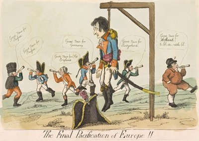 The Final Pacification of Europe!!, pub. 1803 (hand coloured engraving) بواسطة مدرسة اللغة الإنجليزية