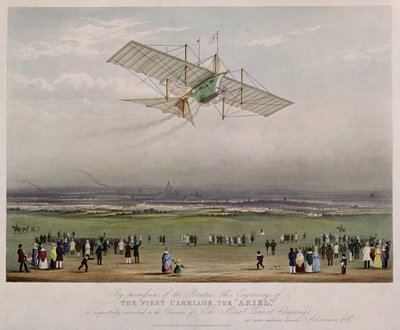 آلة الطيران ، Ariel ، من التصاميم التي أعدتها WS Henson في عام 1842 ، نشرتها Ackermann & Co. ، 1843 بواسطة مدرسة اللغة الإنجليزية