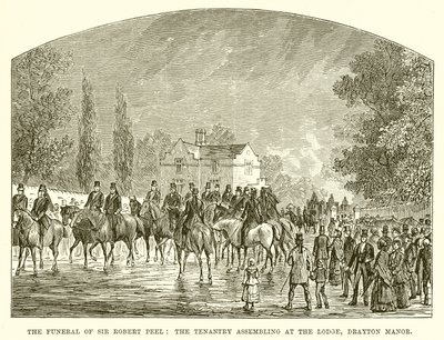 جنازة السير روبرت بيل: The Tenantry Assembling at the Lodge ، Drayton Manor بواسطة مدرسة اللغة الإنجليزية