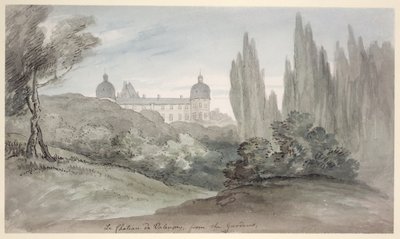 حدائق قصر فالنسي ، 1770 (قلم وحبر ومرحاض على ورق) بواسطة مدرسة اللغة الإنجليزية