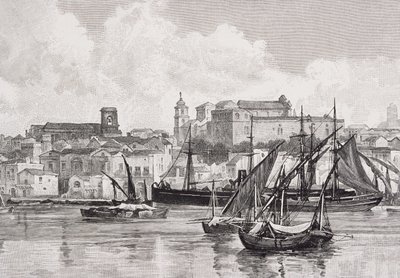 The Harbour ، برينديزي ، إيطاليا ، من "البحر الأبيض المتوسط الخلاب" ، المجلد 3 ، نشرتها شركة Cassell and Co. Ltd. ، 1880s-90s بواسطة مدرسة اللغة الإنجليزية