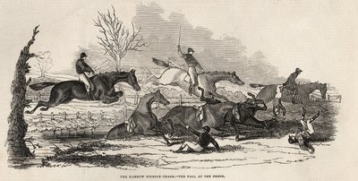 The Harrow Steeple Chase: The Fall at the Brook ، from &39;The Illustrated London News&39; ، 26 أبريل 1845 بواسطة مدرسة اللغة الإنجليزية