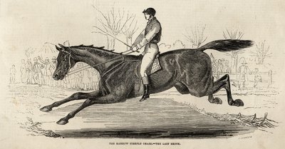 The Harrow Steeple Chase: The Last Brook ، من "The Illustrated London News" ، 26 أبريل 1845 (النقش) بواسطة مدرسة اللغة الإنجليزية