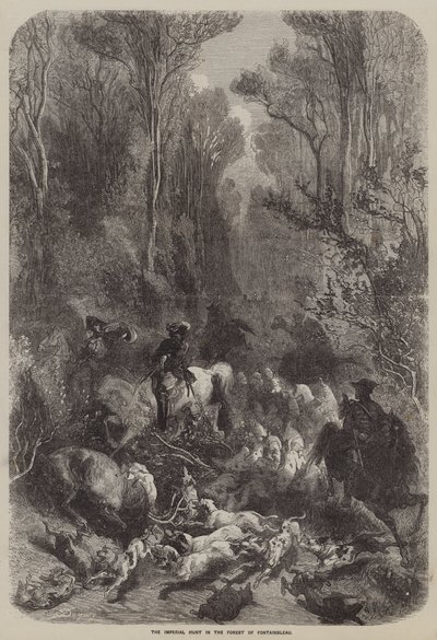 The Imperial Hunt in the Forest of Fontainbleau (engraving) بواسطة مدرسة اللغة الإنجليزية
