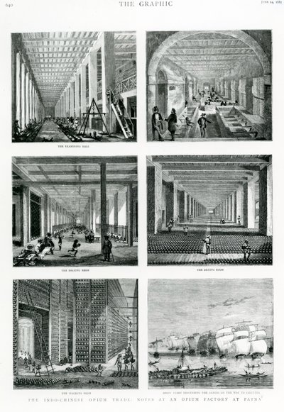 تجارة الأفيون الهندية الصينية: ملاحظات في مصنع الأفيون في باتنا ، مأخوذة من The Graphic ، 1882 بواسطة مدرسة اللغة الإنجليزية