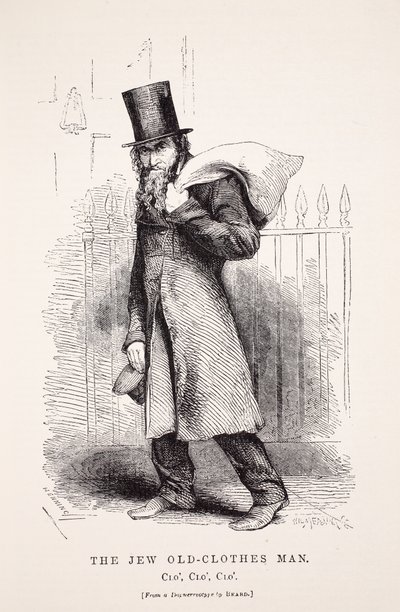 رجل الملابس اليهودي القديم ، بعد نموذج daguerreotype بقلم ريتشارد بيرد ، توضيح من London Labour و London Poor بقلم Henry Mayhew ، حانة. 1862 بواسطة مدرسة اللغة الإنجليزية