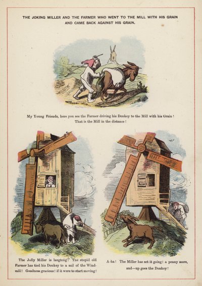 The Joking Miller and the Farmer (colour litho) بواسطة مدرسة اللغة الإنجليزية
