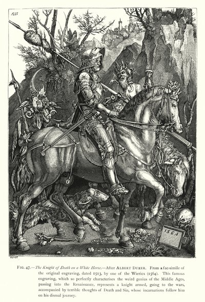 The Knight of Death on a White Horse (engraving) بواسطة مدرسة اللغة الإنجليزية
