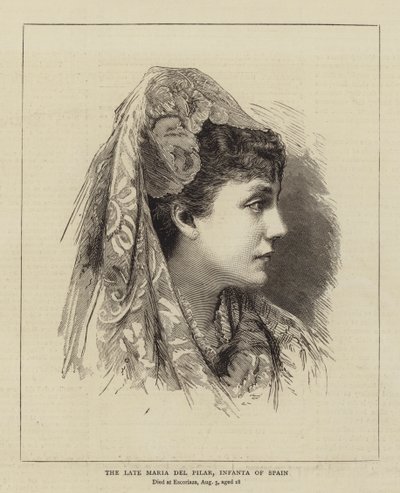 The Late Maria del Pilar, Infanta of Spain (engraving) بواسطة مدرسة اللغة الإنجليزية