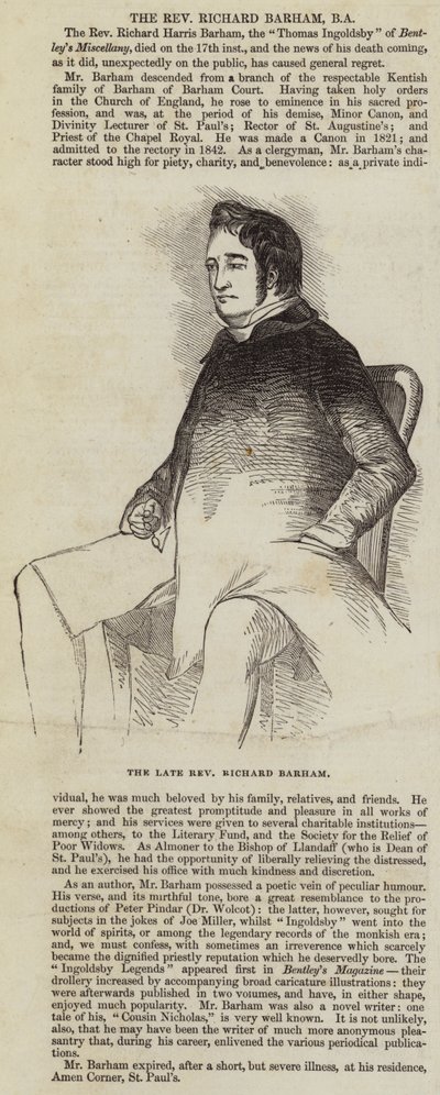 The Late Reverend Richard Barham (engraving) بواسطة مدرسة اللغة الإنجليزية