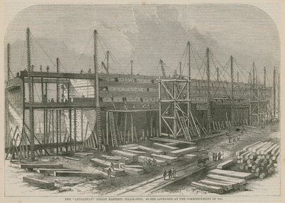 سفينة البخار Leviathan (الشرقية العظمى) ، كما ظهرت في بداية عام 1855 بواسطة مدرسة اللغة الإنجليزية