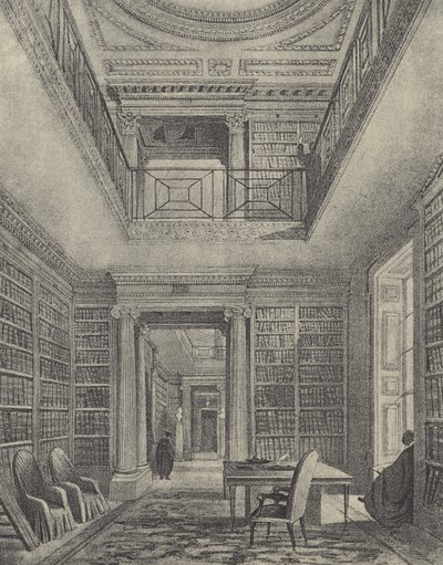 المكتبة ، 1844 (الحفر) بواسطة مدرسة اللغة الإنجليزية