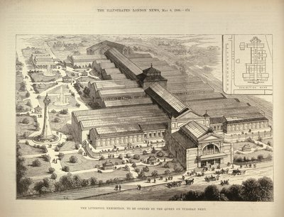 معرض ليفربول ، الذي سيفتتحه الملكة ، من أخبار لندن المصورة ، 5 أغسطس 1886 بواسطة مدرسة اللغة الإنجليزية