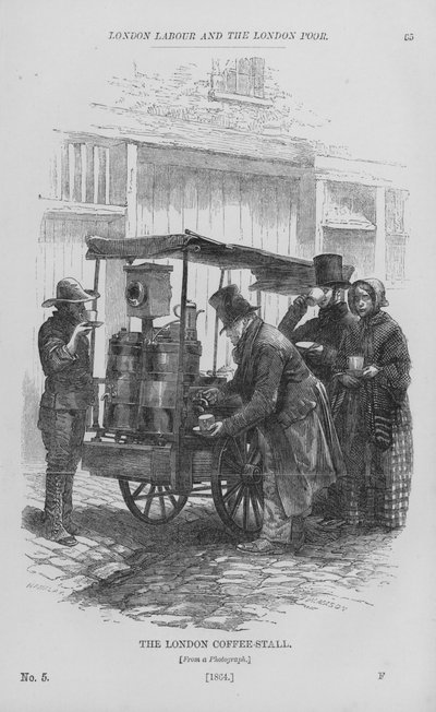 The London Coffee-Stall (engraving) بواسطة مدرسة اللغة الإنجليزية
