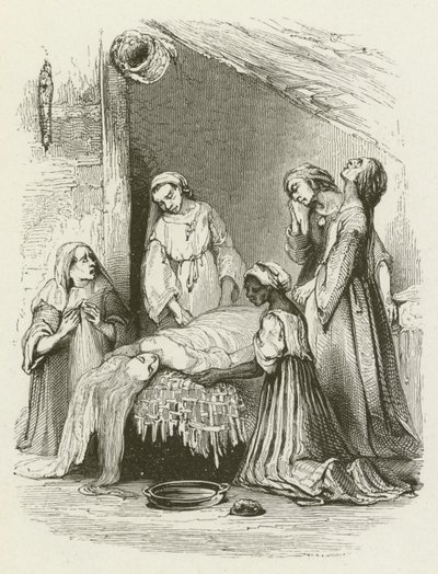 نساء مالابار يغسلن جسد فرجينيا (نقش) بواسطة مدرسة اللغة الإنجليزية