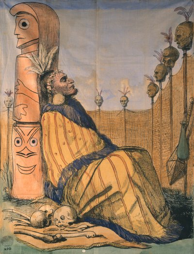 الزعيم الماوري، حوالي عام 1850 (حبر ومغسول على قماش) بواسطة مدرسة اللغة الإنجليزية