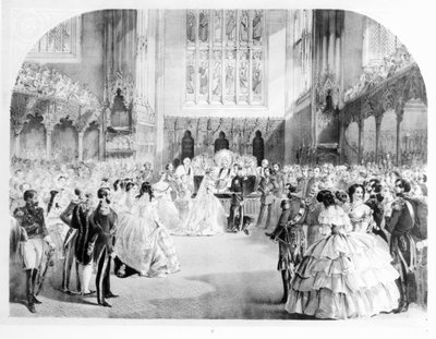 زواج فيكتوريا والأميرة رويال (1840-1901) وولي العهد الأمير فريدريك وليام بروسيا (1831-1888) في تشابل رويال ، سانت جيمس ، 25 يناير 1858 بواسطة مدرسة اللغة الإنجليزية