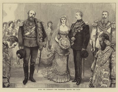 The Marriage of the Duke of Connaught, after the Ceremony, the Procession leaving the Altar (engraving) بواسطة مدرسة اللغة الإنجليزية